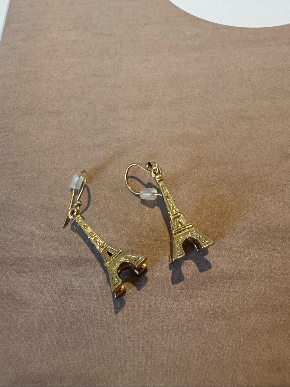 Gold Tone Paris Eiffel Tower Dangle Pierced 1 inch Earrings